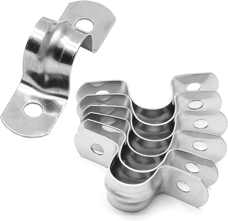 Uenhoy 50 Pcs 1/2" Stainless Steel Rigid Pipe Strap Clamps, M12 Two Hole Strap U Bracket Pipe Clamps Heavy Duty Conduit Clamps U-Shape Clamps for Conduit and Cables - Image 1
